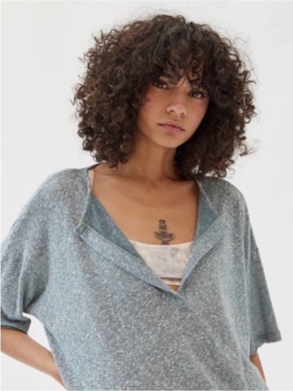Project Social T + Urban Outfitters Loose V-Neck Heathered Grey Tee